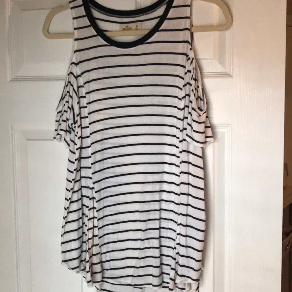 Black and white striped blouse